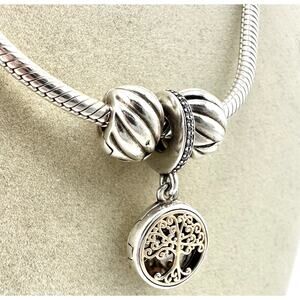 Pandora Sterling Silver 925 Chain Tree Of Life Locket Spacer Beads 20” Necklace